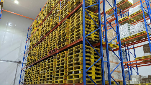 low angle view pallet warehouse